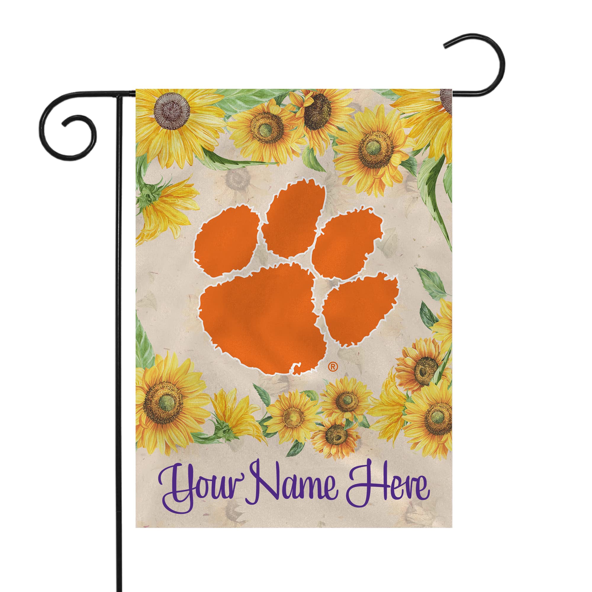 Rico Industries NCAA Clemson Tigers Sunflower Spring Personalized Garden Flag