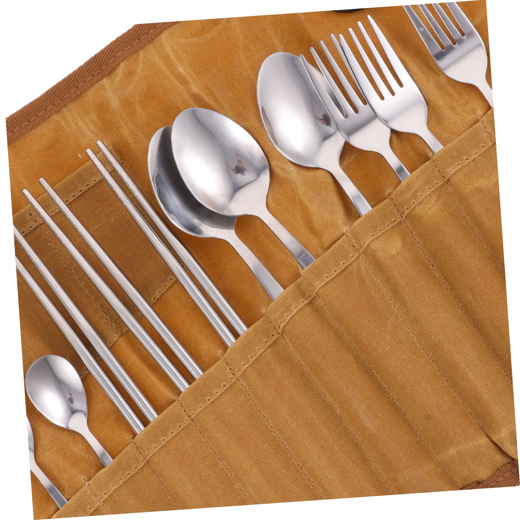 SUPVOX Ensemble De Couverts De Camping Léger Et Portable En Nylon Avec Étui De Vaisselle Pliable, Service De Table Compact Pour Pique-niques, Randonnée Et Barbecue En Extérieur