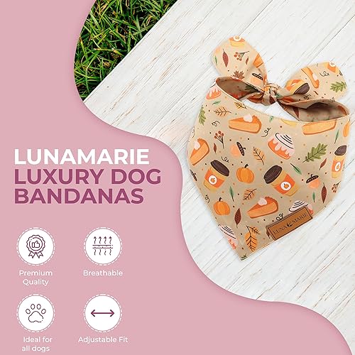 Miniatura 2 de Bandanas de lujo para perros - Diseño de otoño de especias de calabaza  Tela de poliéster sedosa y de alta calidad  100% hecha a mano  Forma