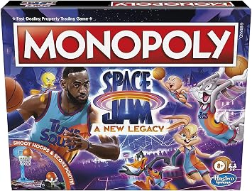 Monopoly Space Jam A New Legacy Edition Family Board Game, Strategy Game, Kids Ages 8 and Up, Lebron James Space Jam Game, Shoot Hoops