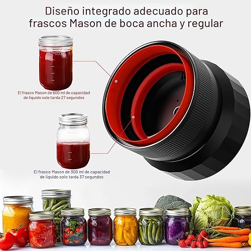 Miniatura 3 de Sellador al vacío de tarros Mason actualizado 2025, sellador al vacío eléctrico para tarros de conservas de boca regular y boca ancha, totalmente