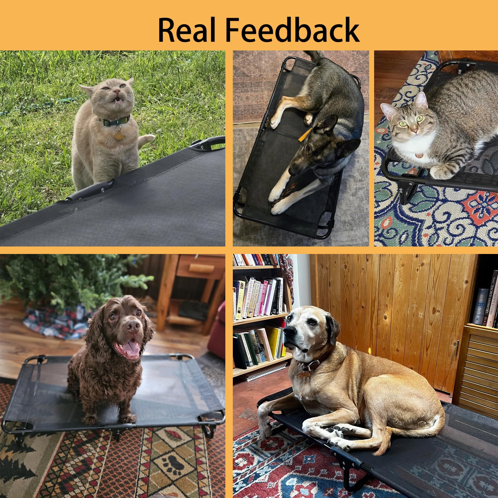 Foldable Elevated Dog Bed for Large Pet, No-Assembly-Need Folding Raised Dog Bed, Waterproof Outdoor Dogs Cot Cooling Pet Hammock Beds with Breathable Mesh, Chew-Proof, Black - image 8