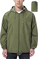 UIQUR Men's Waterproof Rain Jacket Windbreaker: Lightweight Packable Hooded for Running Hiking Cycling Travel