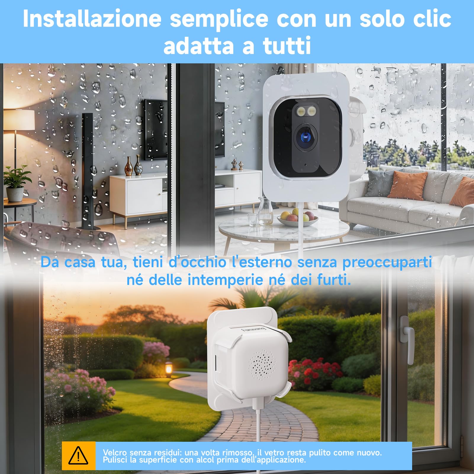 fanxiang 3 MP 2 K HD, telecamera di sorveglianza WiFi e Bluetooth, per telefono cellulare, telecamera di sorveglianza interna con visione notturna a colori, registrazione 24/7, sensore di movimento