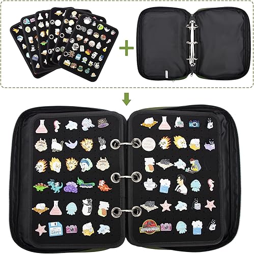 Miniatura 2 de Estuche de Transporte para Pines con Paginas de Exhibición de Esmalte, Estuche Organizador de Almacenamiento para Colección de Pines, Bolsa de