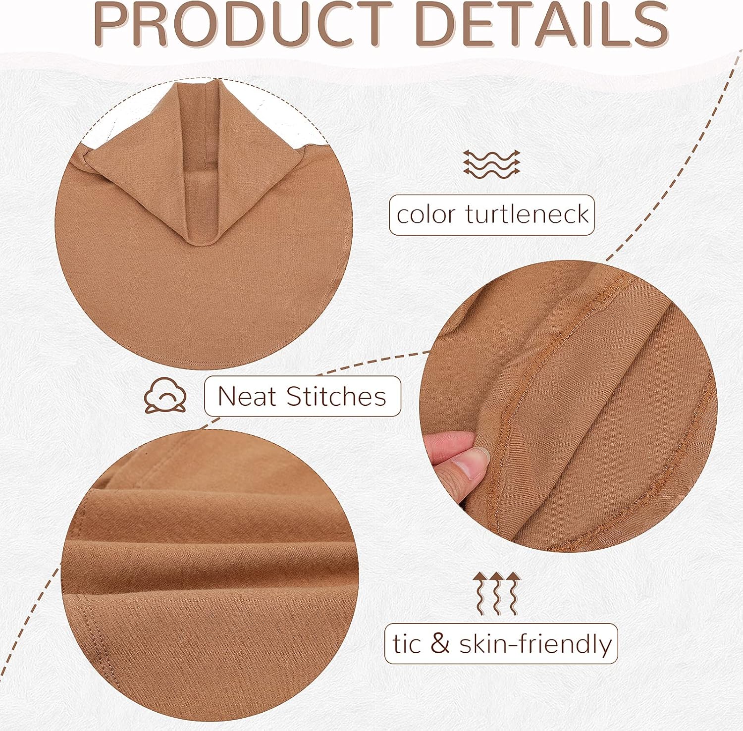 SATINIOR 6 Pcs Women Fake Collar Detachable Dickey Collar Solid Turtleneck Mock Turtleneck Dickey Half Blouse Neckband - Image 3