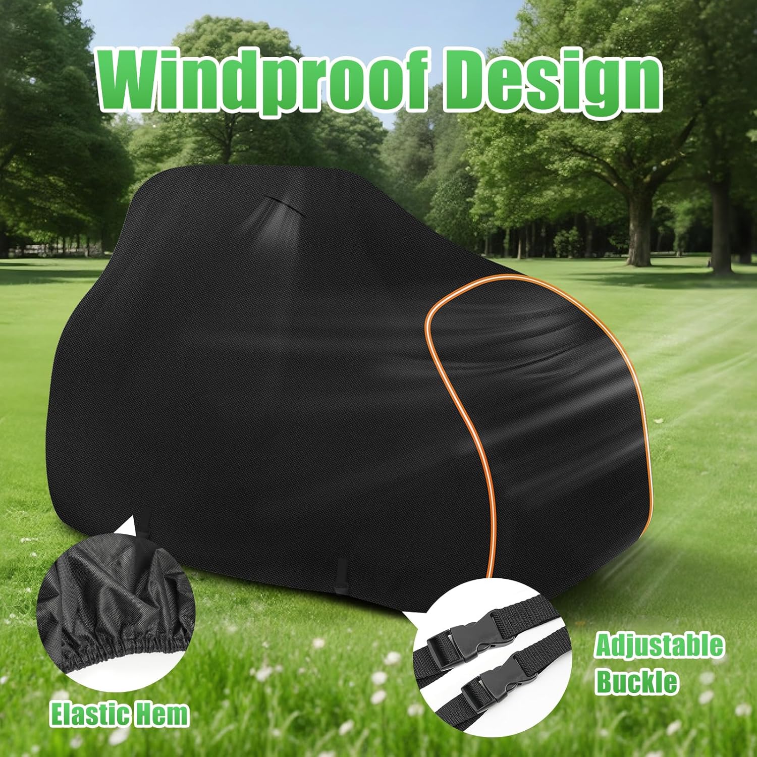 Riding Lawn Mower Cover, 420D Heavy Duty Waterproof Outdoor Lawn Tractor Cover with Elastic Hem & Storage Bag, Universal Fit for John Deere, Craftsman, Husqvarna, 72"L x 54"W x 46"H