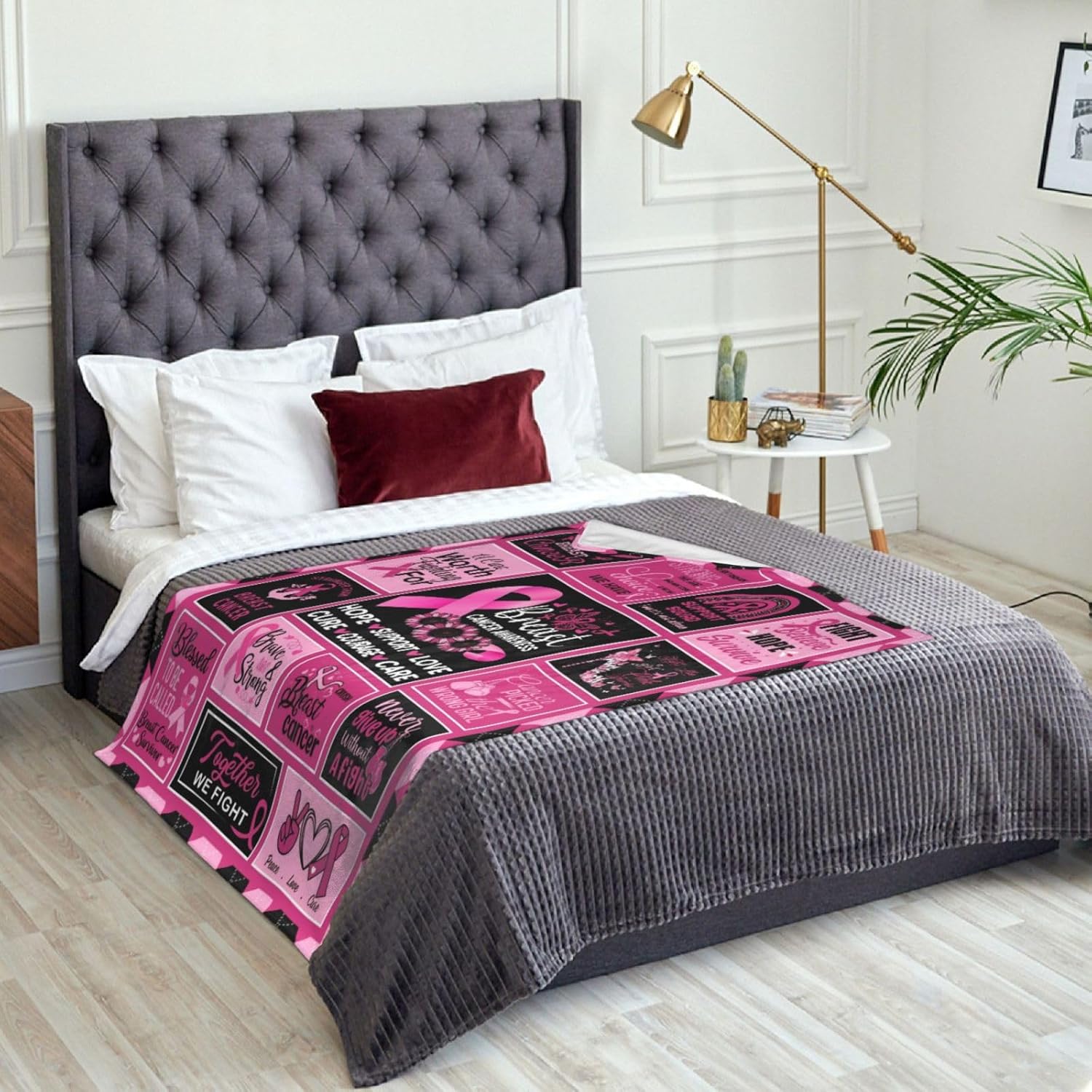 Breast Cancer Gifts for Woman Girl,Breast Cancer Survivor Gifts Ideas for Woman After Surgery, Breast' Cancer' Blanket 60" X 50", Breast' Cancer' Awareness Decorations - Image 9