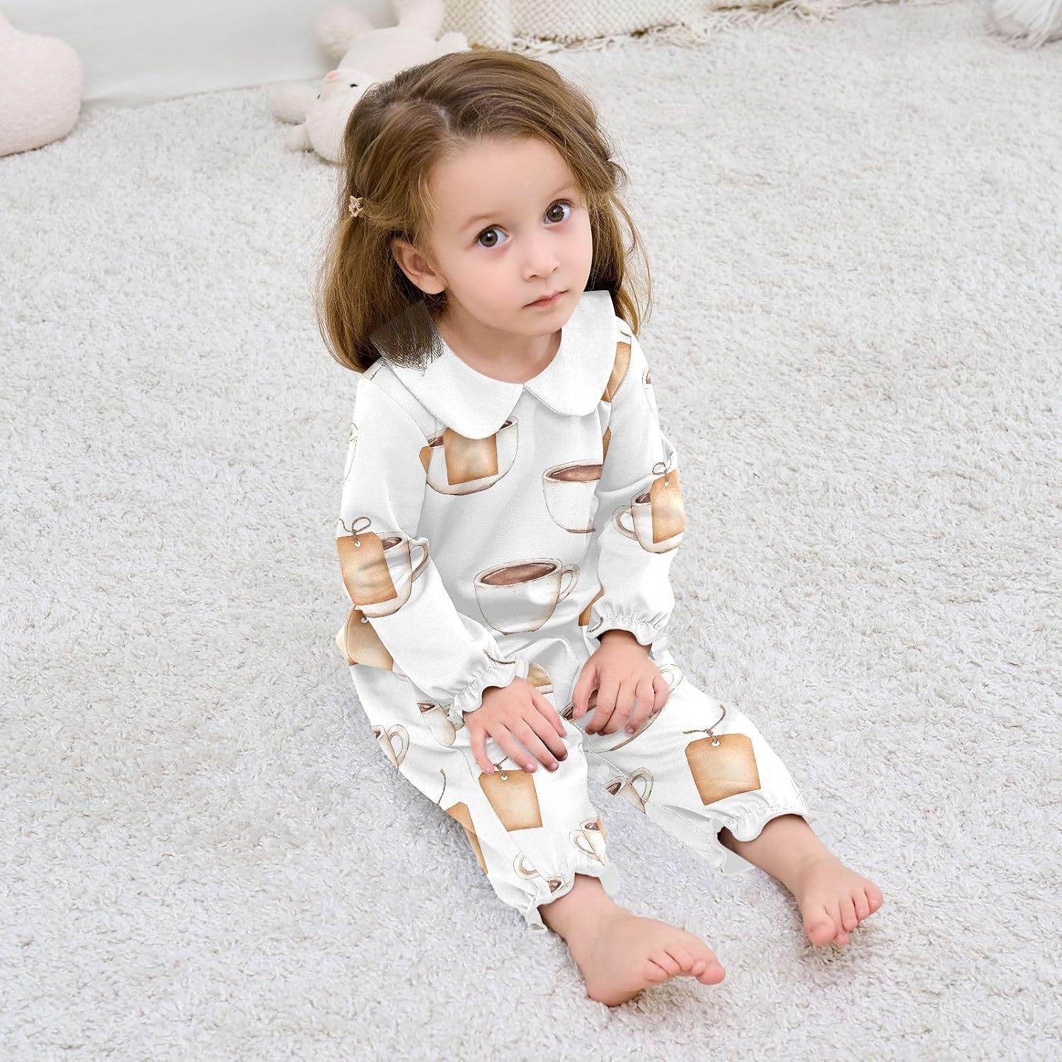 vvfelixl Baby Sleepers Watercolor Coffee Long Sleeve Onesie Girl Baby Clothes for Girl Play One-piece for 0-3 months