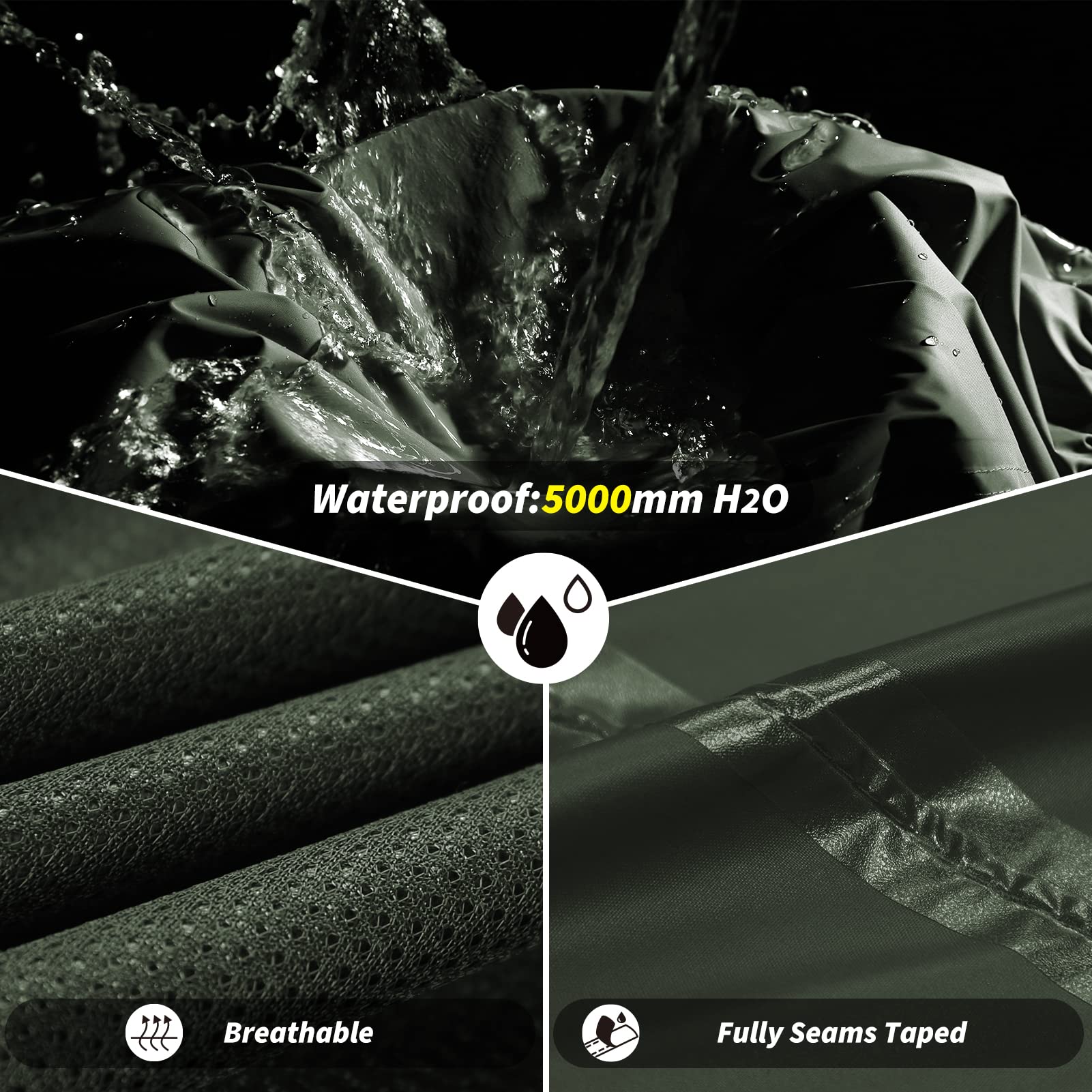 Outdoor Ventures Pantaloni antipioggia da uomo, per bicicletta, impermeabili, traspiranti, antivento, per attività all'aria aperta, da trekking, leggeri