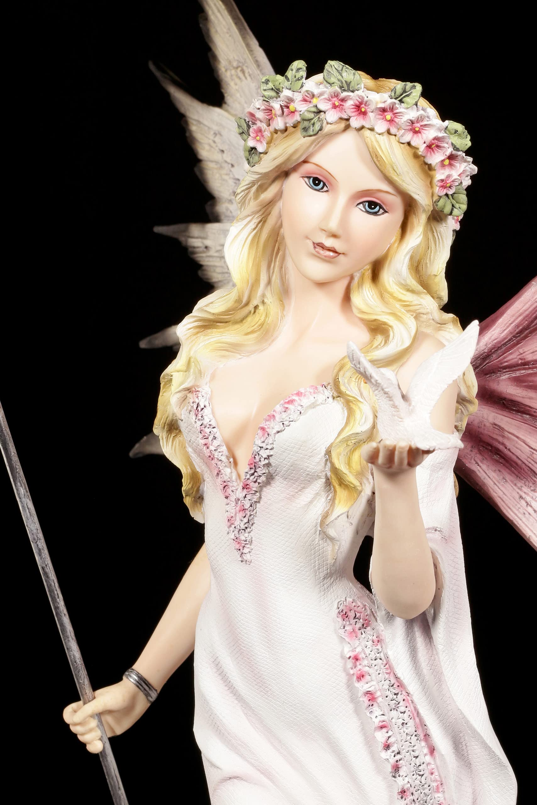 Magische Elfen Figur mit weißer Taube | Schutzengel Statue Fairy