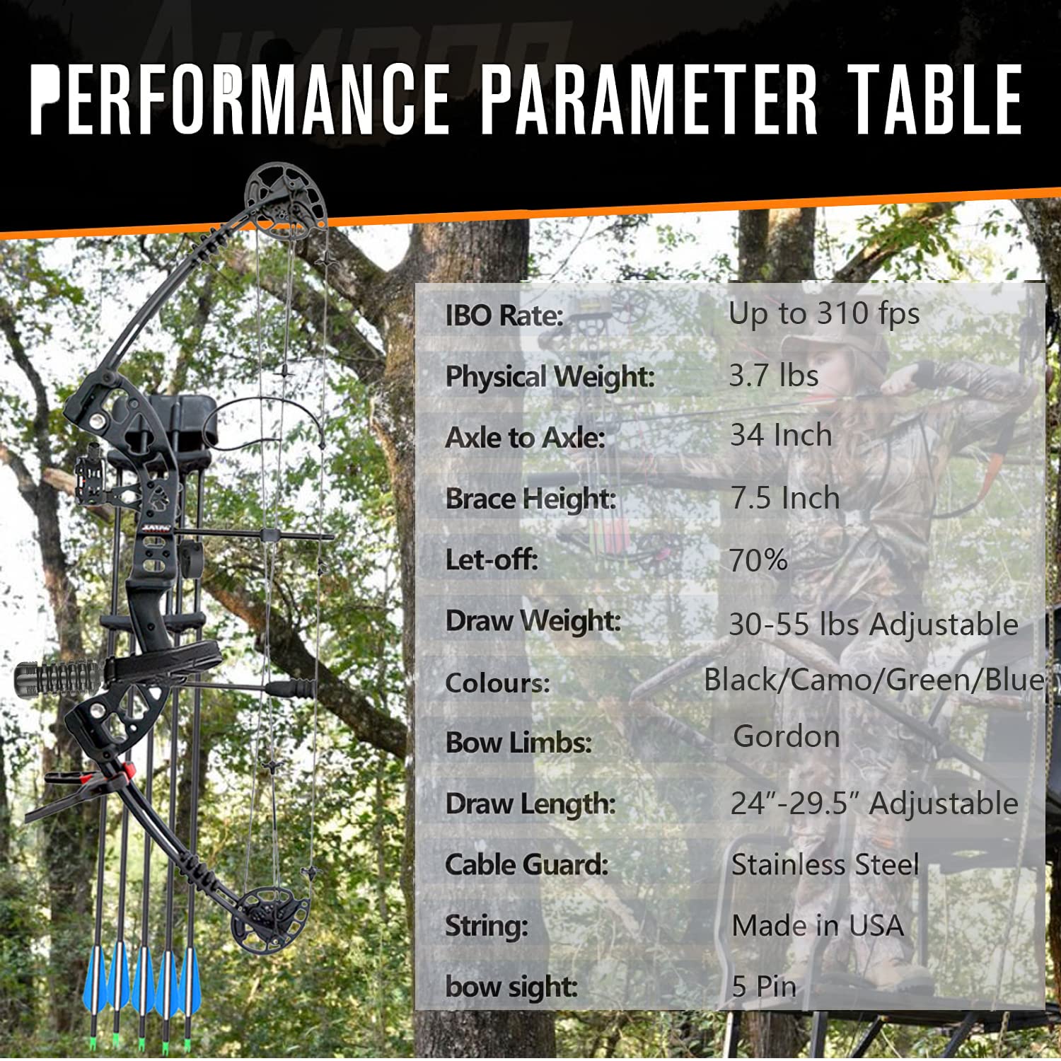 wolfman Arco Compound Set Adulto 30-55 LBS Arco da e Pesca con L'Arco Freccia e Arco Composto Set Arco per Tiro con L'Arco Bersaglio Tiro Pratica Mancini Destrorsi