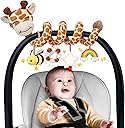 Stuffed Spiral Car Seat Baby Toys 6-12 Months, Infant Giraffe Sensory Toys Hanging Stroller Accessories, Newborn Shower Gifts for Baby Boys Girls Essentials | Cute Colorful Giraffe
