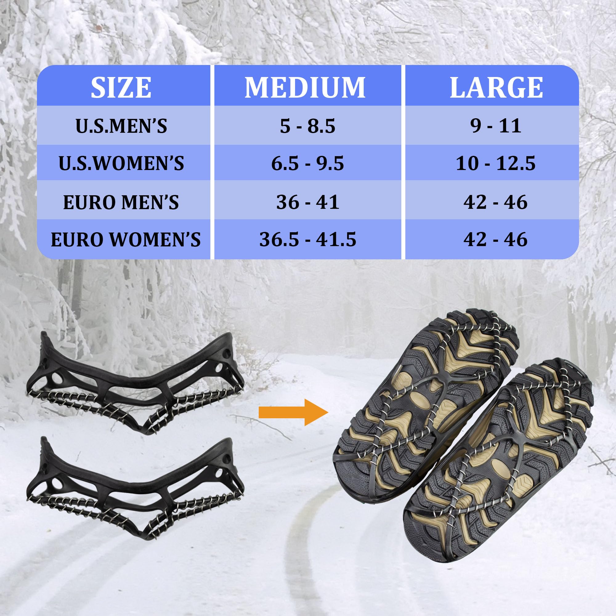 Walk Traction Cleats Ice Snow Grips Raki do butów i butów – antypoślizgowe przenośne elastyczne obuwie do biegania po śniegu i lodzie