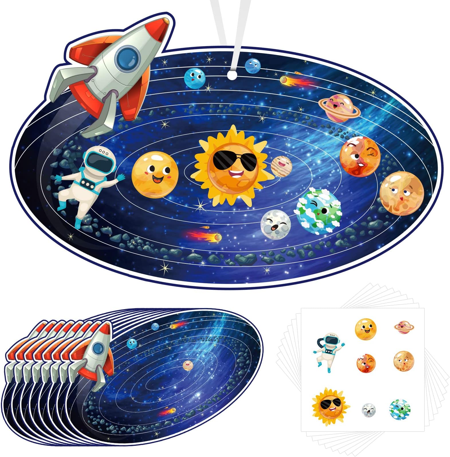 16 Sheets Outer Space Stickers for Kids Planet Solar System Stickers Outer Space Craft Kit Kids Educational and Learning Activities Party Games Tree Ornaments Hanging Art and Craft DIY Project Crafts