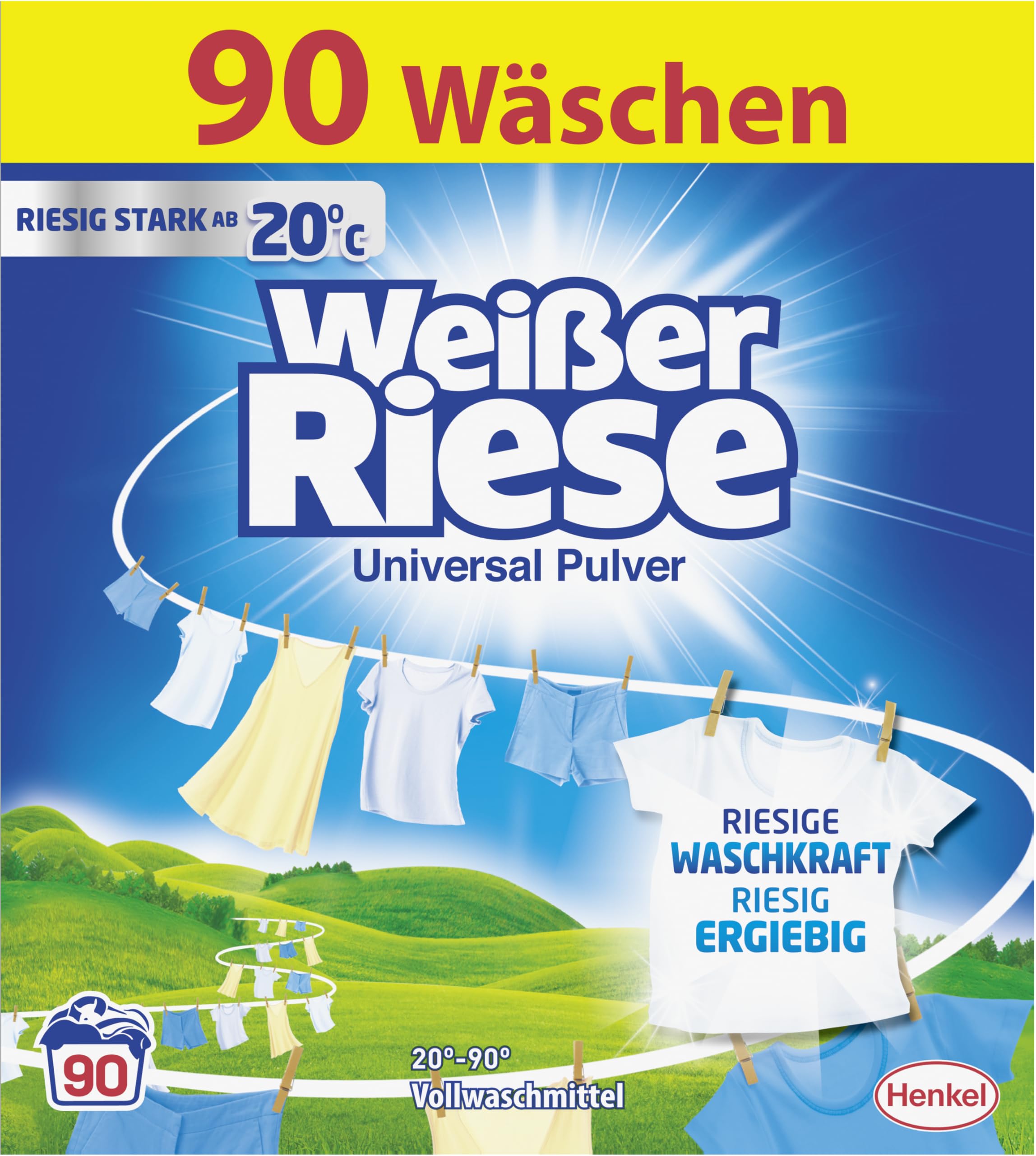 Weißer Riese Universal Waschmittel Pulver (90WL), Waschpulver Großpackung
