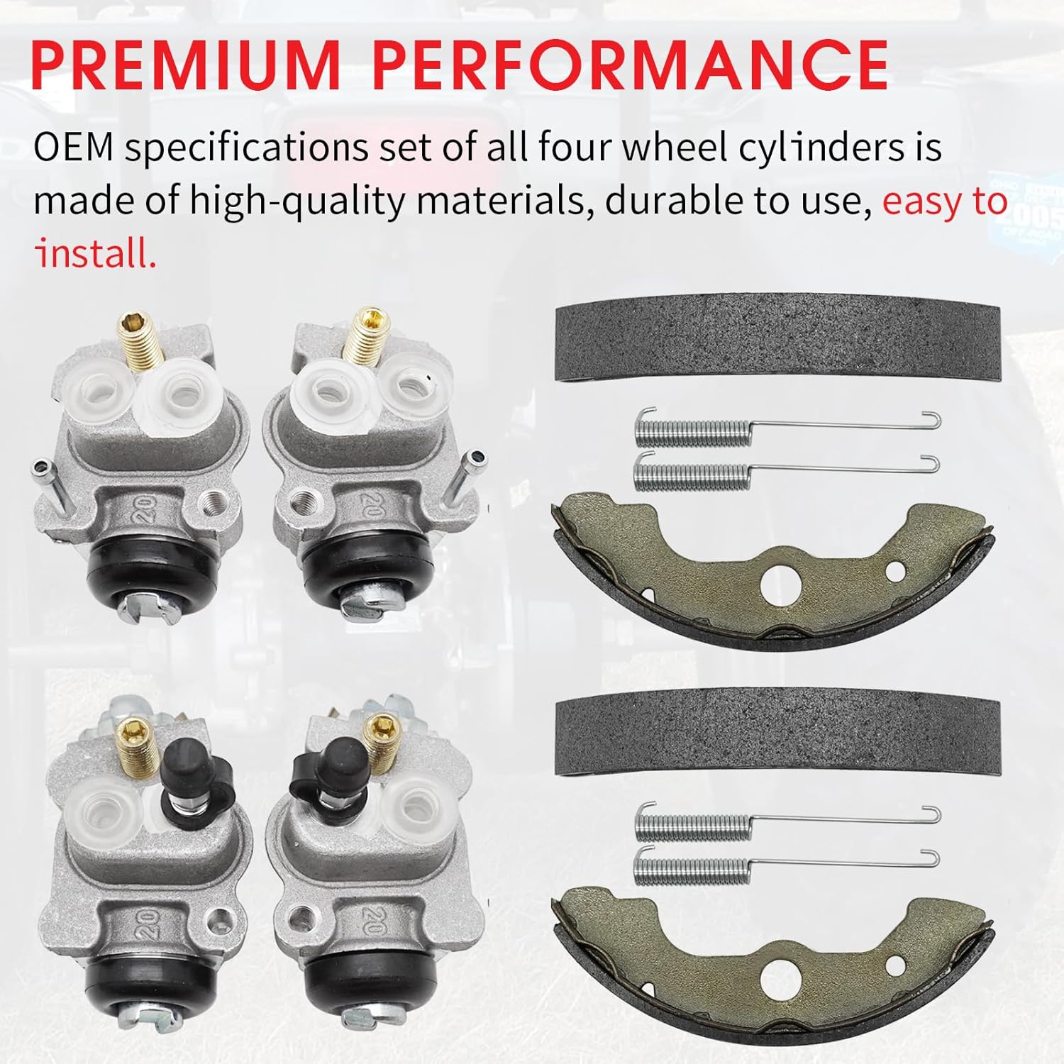 M MATI Front Brake Wheel Cylinders Left&Right All Four with Shoes for Honda TRX300FW Fourtrax 300 4X4 1988 1990-2000 (Only for FW 4X4 Editon) TRX350 Fourtrax Rancher 350 2000-2003