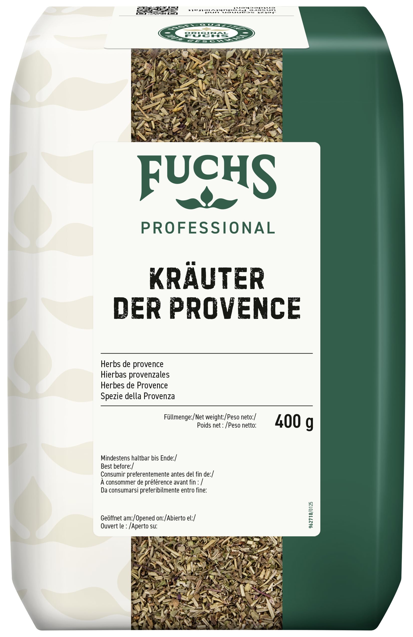 Fuchs Professional - Kräuter der Provence | Kräuterkomposition zum Würzen von Suppen und Eintöpfen | Profi-Qualität für Großverbraucher und Gastronomie | 400 g im recyclebaren Beutel
