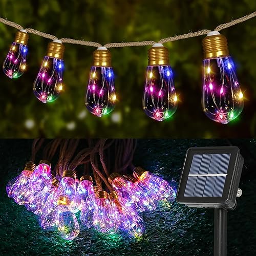 Miniatura 8 de Qulist Guirnalda de luces solares para exteriores, paquete de 2 luces solares colgantes de 120 LED de 71 pies para exteriores, impermeables, 8