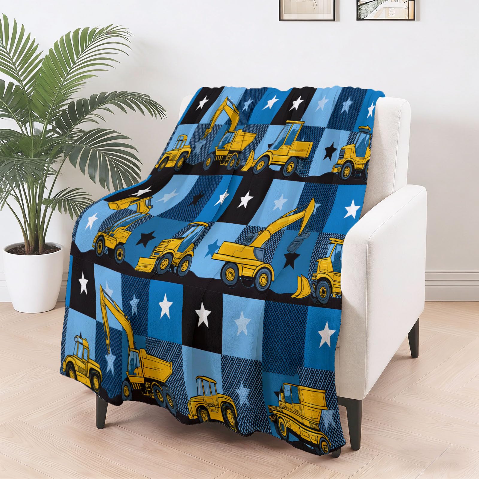 Generisch Decke Kuscheldecke 150x200 cm - Flauschige Flanelldecke mit Exquisit Farblock Sterne Motiv, Mehrfarbig Weiche Kuscheldecke für Sofa Bett Kinderzimmer, Decke als Geschenk