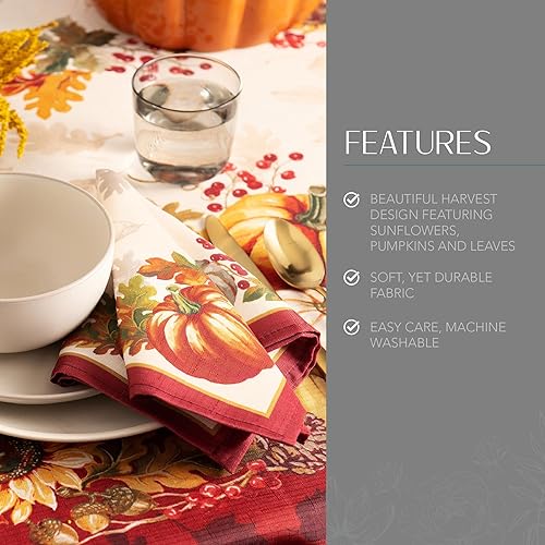 Miniatura 3 de Elrene Home Fashions Swaying Leaves Bordered Fall Mantel de temporada y vacaciones, 52 x 70 pulgadas, oblongorectangular, multicolor