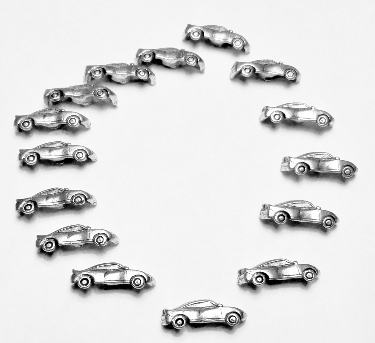 Antique Silver Race Car Push Pins 15-Pack