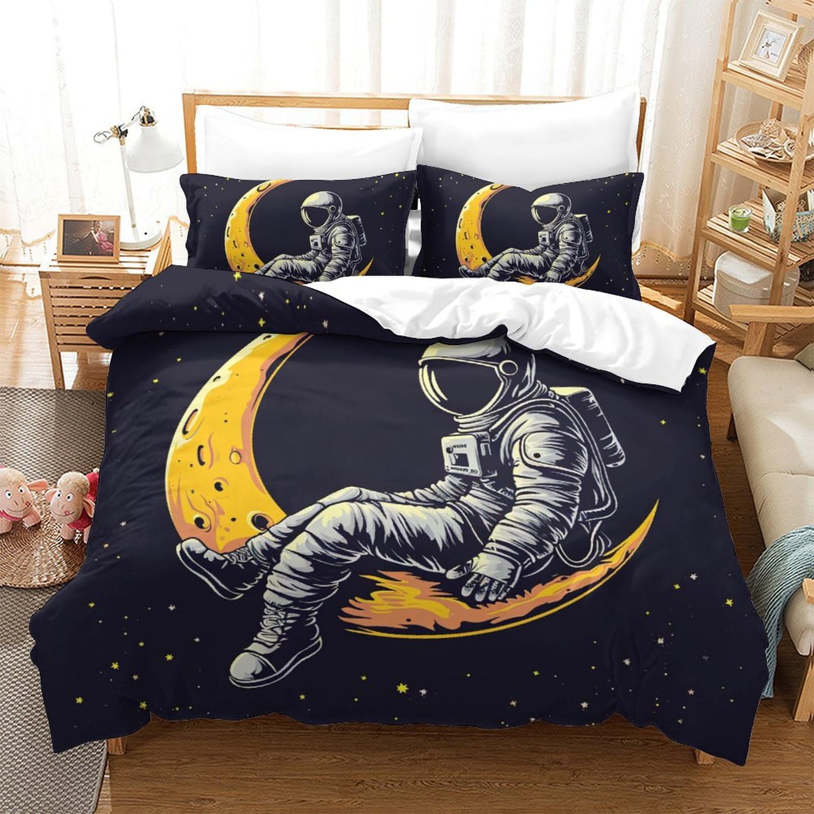 Housse de couette astronaute 3D en microfibre haut de gamme pour grand lit