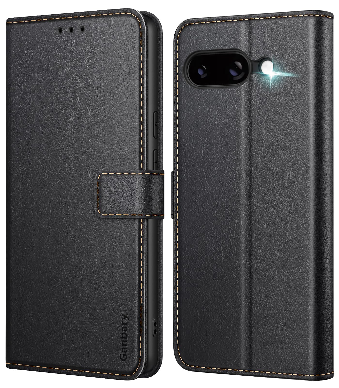 Ganbary Leder-Hülle Für Google Pixel 8 Pro – Mit Kartenschlitzen, Magnetverschluss & Standfunktion, Schwarz