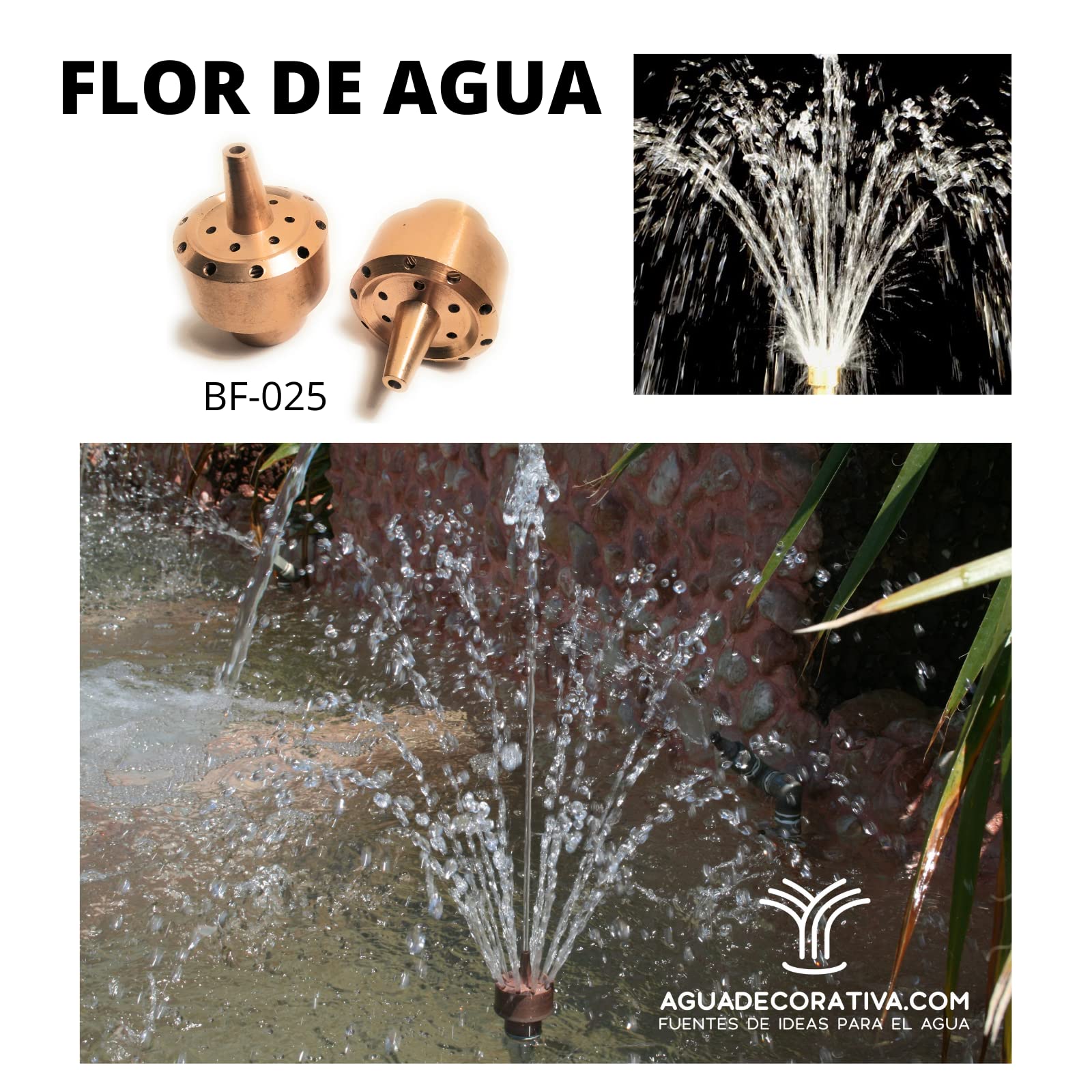 Toberas para Fuentes de Jardín - Flor de Agua 1/2" (Latón)