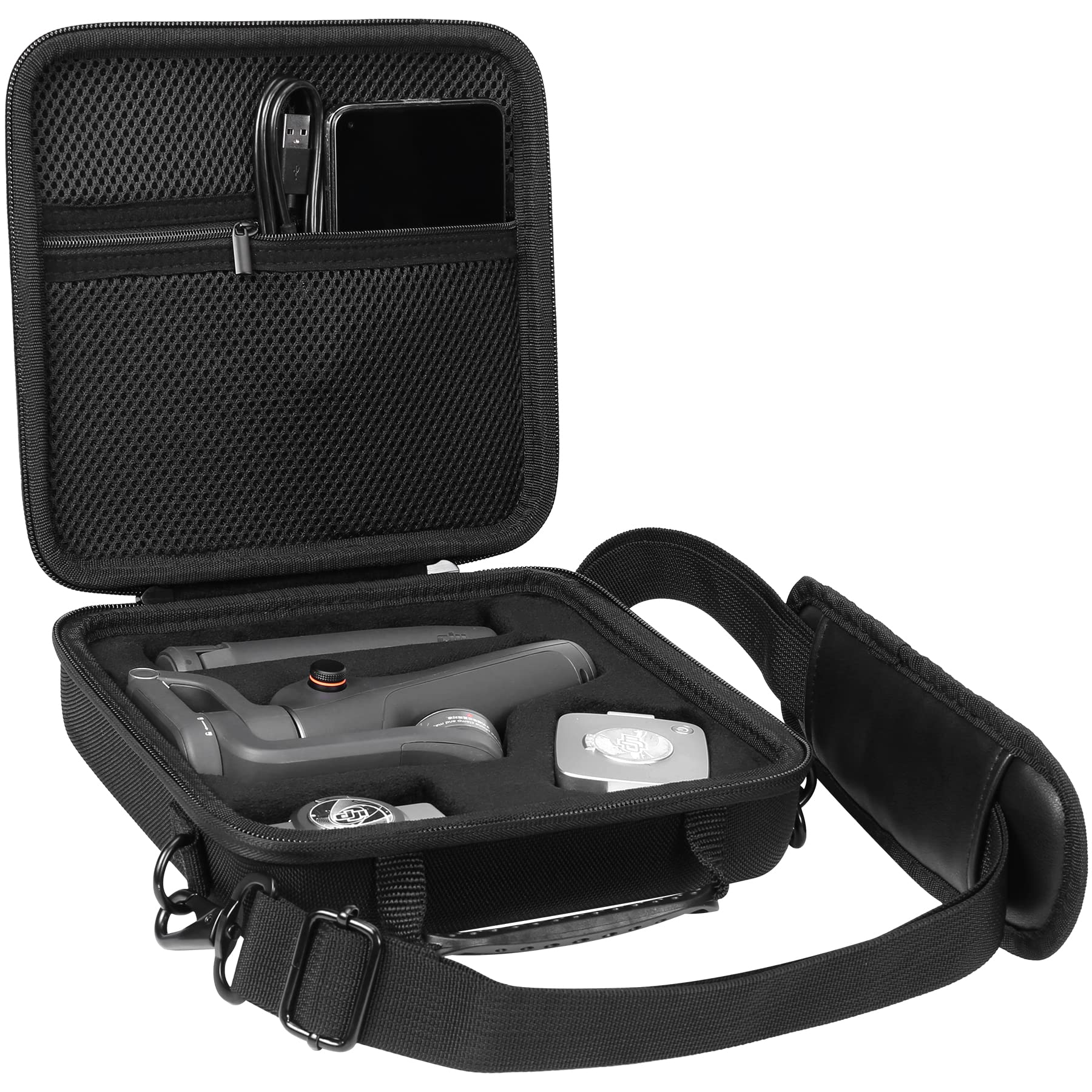 co2CREA Solidny etui do przechowywania podróżnego dla stabilizatora gimbalu DJI OSMO Mobile 6 na smartfona 3-osiowego, etui ochronne kompatybilne z lampą wypełniającą DJI OM Phone Clamp, Czarny