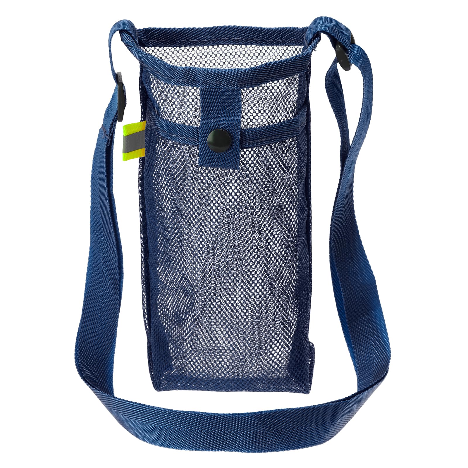 PATIKIL 22mmx13mm Water Bottle Bag, Mesh Portable Bottle Holder Carrier Adjustable Shoulder Strap for Sports Hiking Camping, Dark Blue