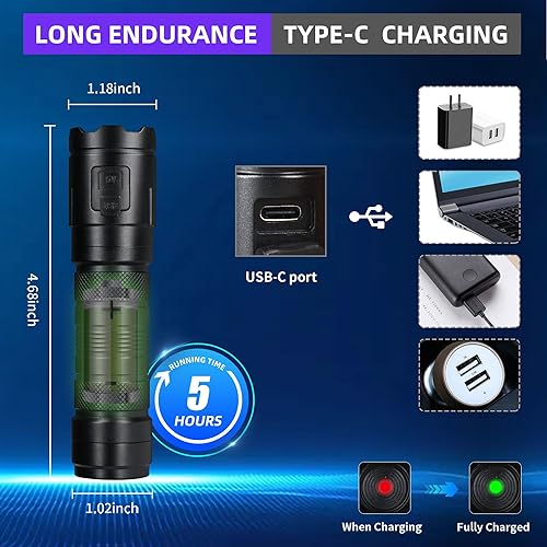 Miniatura 4 de DARKBEAM Linterna UV de 395 nm de luz negra, recargable de 3 LED, potentes linternas ultravioleta USB -C, detector de orina de mascotas, resistente