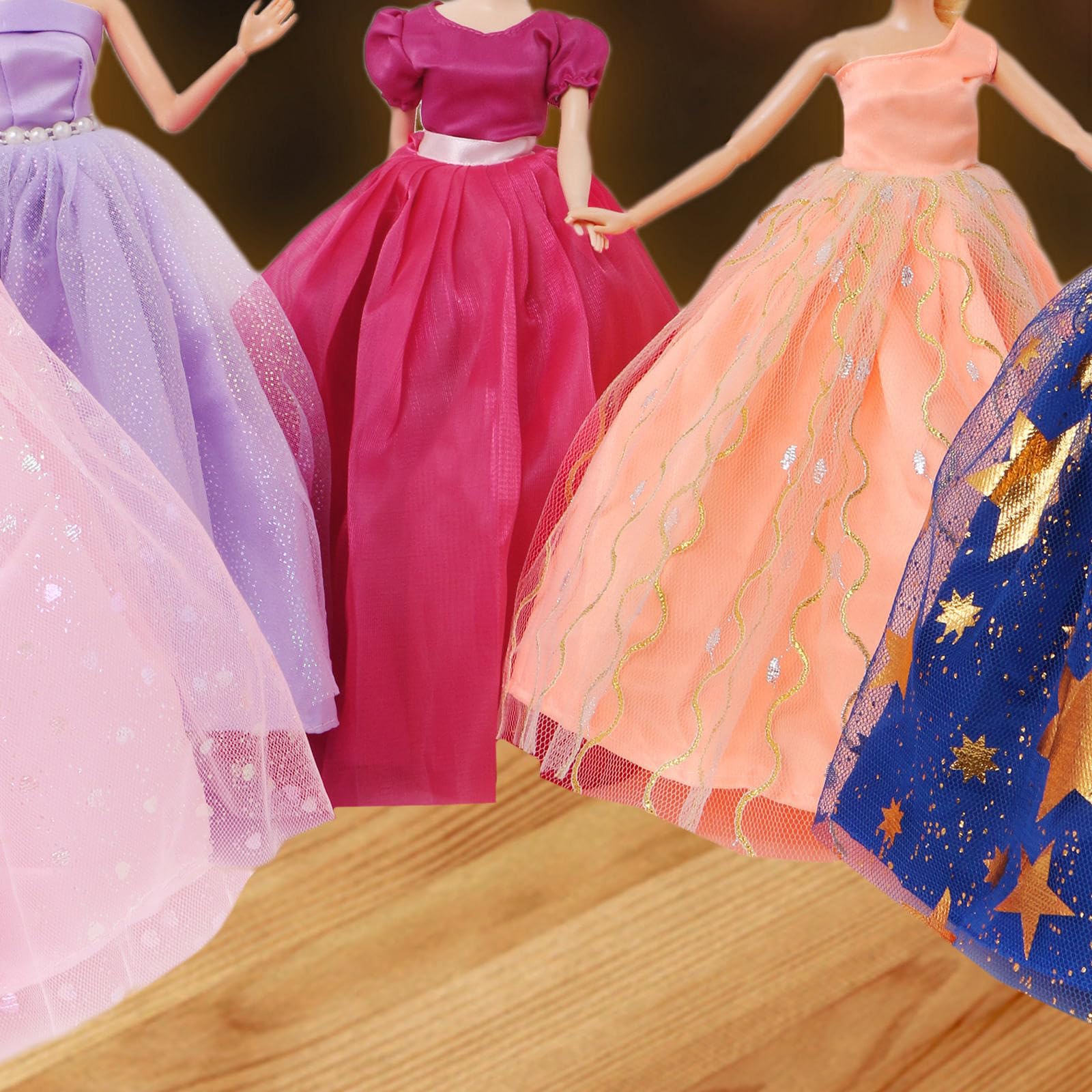 BJDBUS 5 Pcs Handmade Wedding Dress Party Gown for 11.5 Inch Girl Doll Clothes Accessories Random Clothing Set
