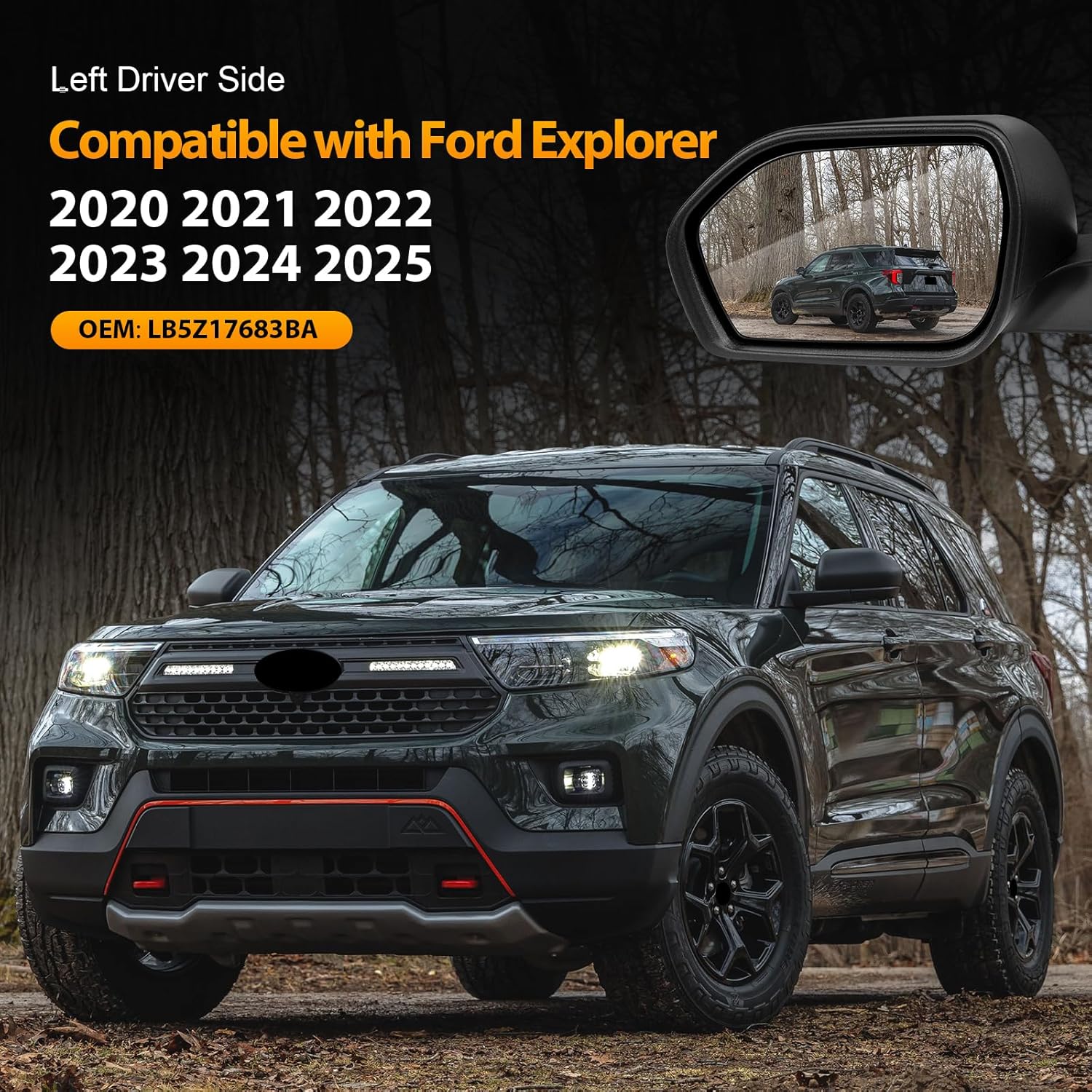 Driver Power Mirror For 2020-2023 Ford Explorer Heated Manual