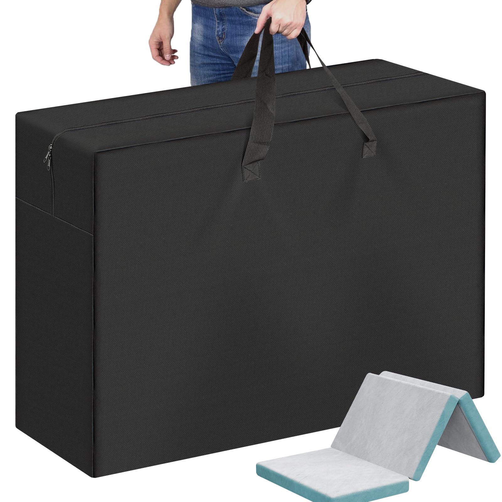 Foldable Mattress Storage Bag, 39.7" X27.5" X13" Portable Waterproof Carry Case for Trifold Memory Foam Twin&XL Twin Folding Mattress, 600D Oxford