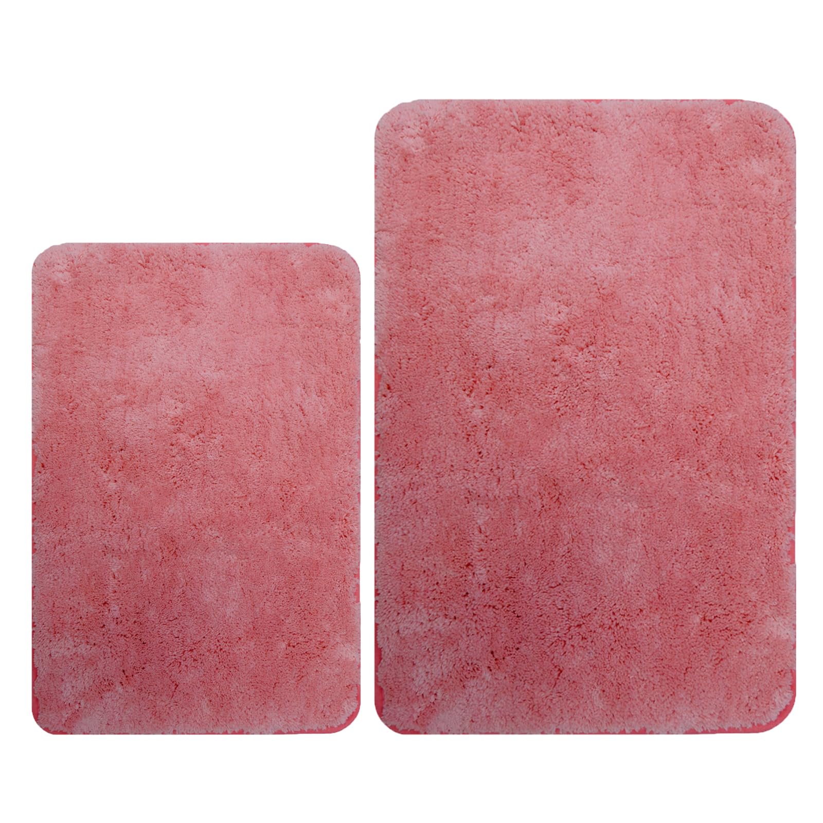 2 Piece Bathroom Rugs and Mats Sets, Non-Slip Microfiber Bath Rugs, Machine Washable Absorbent Bath Mats for Bathroom Floor (Pink, 16''x24'' Plus 20''x32'')