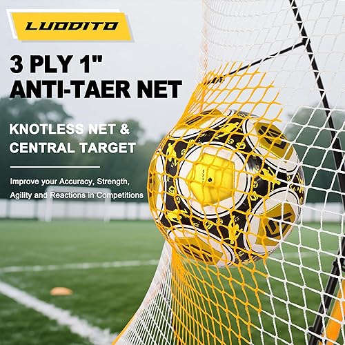 Miniatura 4 de Red de rebote de fútbol, entrenador de fútbol 2 en 1, equipo de entrenamiento de fútbol para práctica de control de voleibol de pase solo, 6 x 4.7