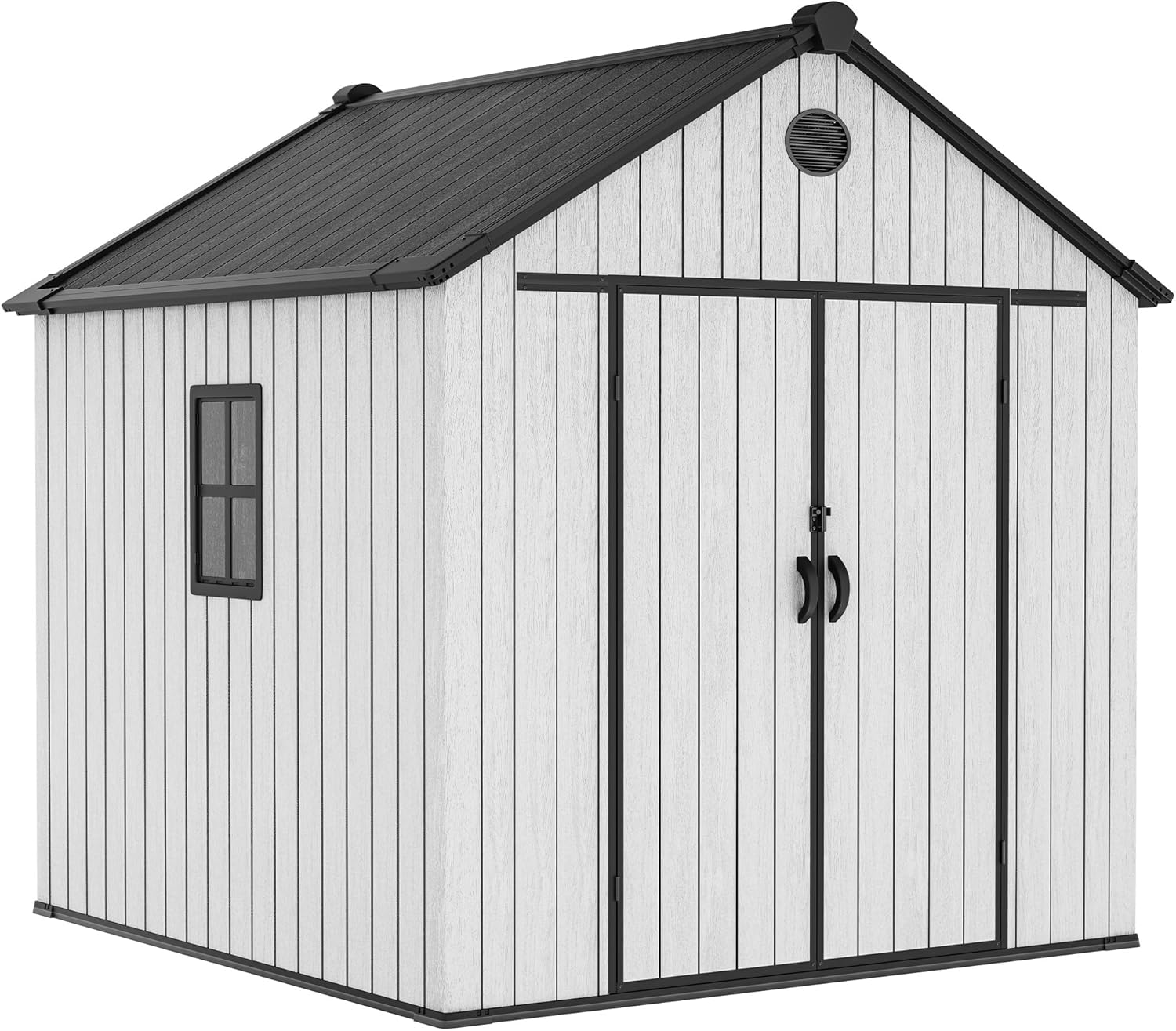 YITAHOME 8 x 8 ft Outdoor Plastic Storage Shed with Floor, Waterproof Garden Shed with Lockable Door, Windows & Vents, Plastic Tool Storage for Patio Furniture, Lawn Mower, Bike Storage 8X8FT