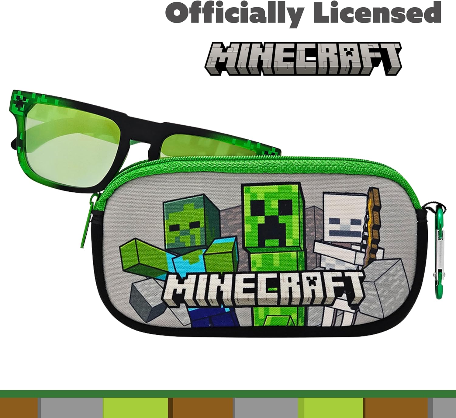 Arkaid MINECRAFT Sunglasses with Case | Official Licensed Minecraft Accessory Set | Safe UV 400 Lenses with Zip Protective Case for Kids - Image 5