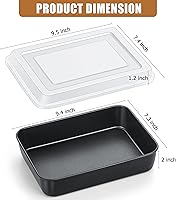 Vista 2 de E-far Bandeja para hornear con tapa, 9.4 x 7.3 x 2 pulgadas, antiadherente, rectangular, de acero inoxidable, para horno tostador, utensilios