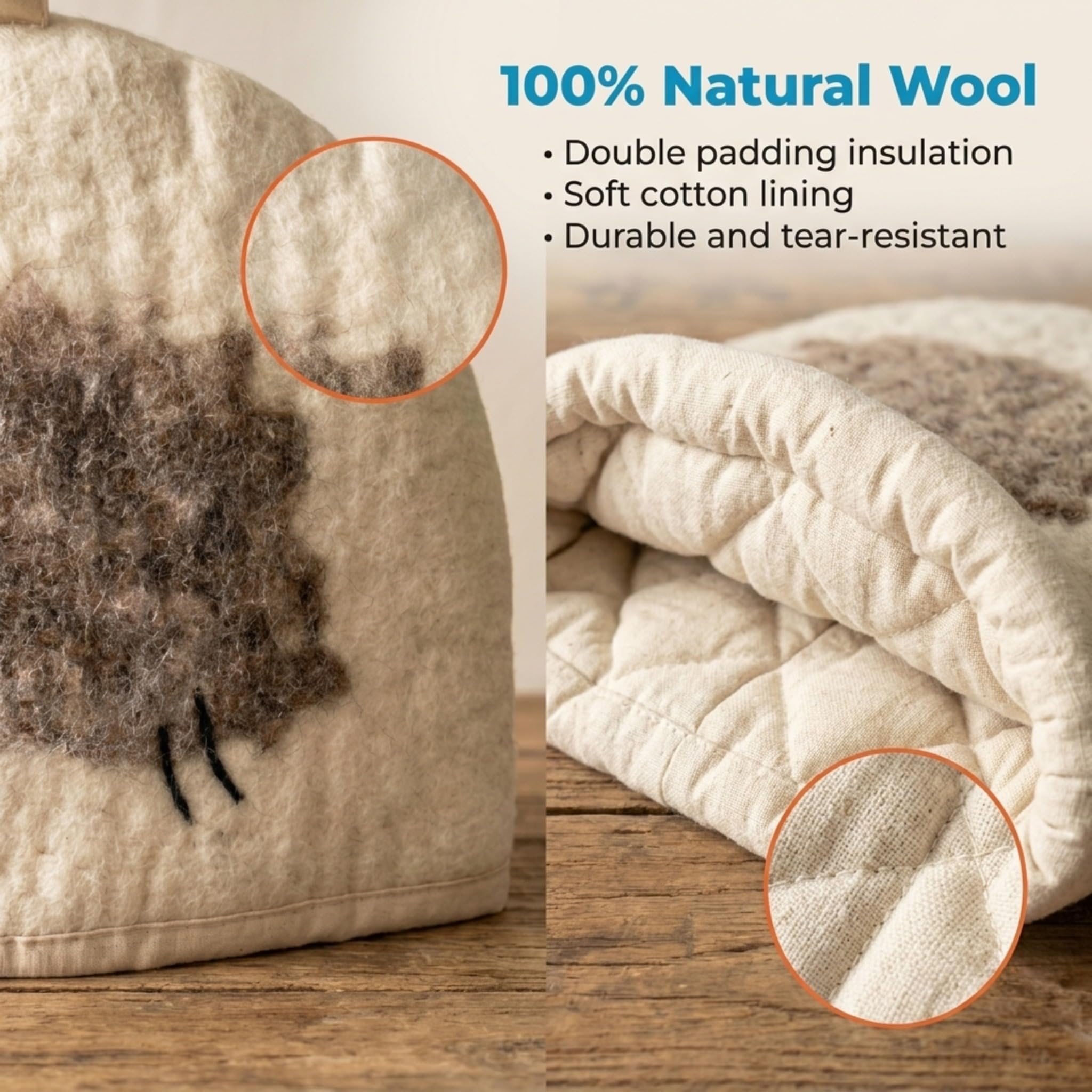 Glaciart One Funda de Tetera de Lana - Forma de Cúpula, para Tetera o Prensa Francesa, Hecha a Mano, Lana Natural, Mantiene Calor 2 Horas