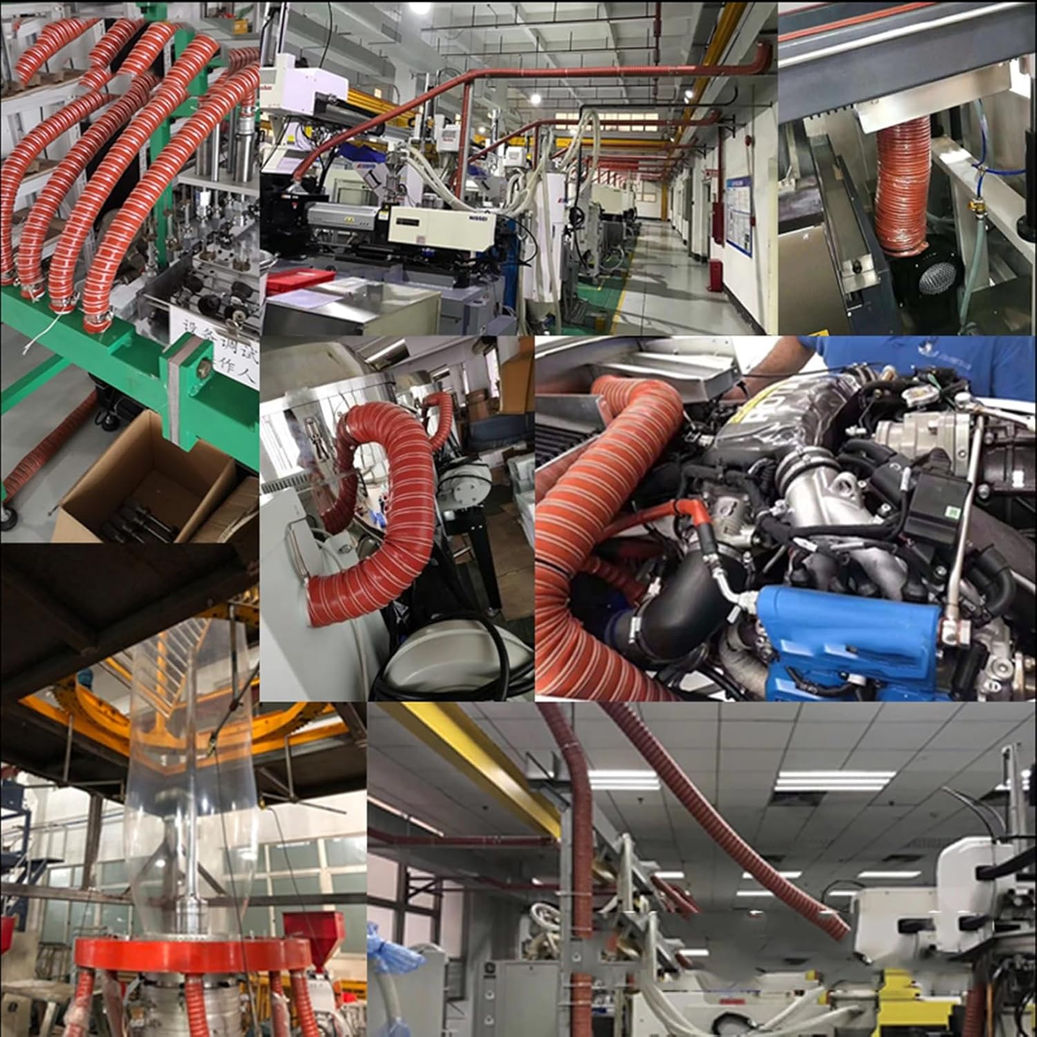 Flexible Duct Hose 1-10m, 1-12in Diameter, Industrial Exhaust Hose for Fans, Fiberglass Ventilation Duct for Automotive & HVAC Applications, Durable & Heat Resistant