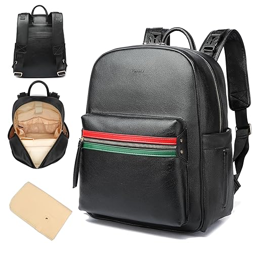 Miniatura 11 de Mochila de cuero para pañales para mujer con múltiples bolsillos, compartimento para laptop y cambiador, Zeal Negro, Moderno Zeal Negro,Marrón,Negro