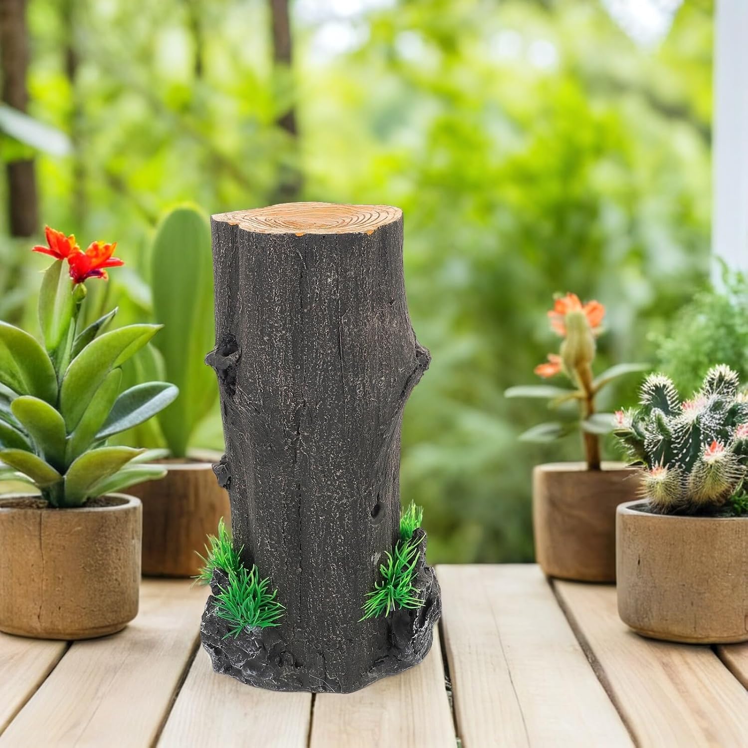 Hemobllo Realistic Aquarium Hollow Tree Trunk Decor Resin Fish Tank Log Shelter Turtle Habitat Reptile Terrarium Large Forest Stump for Freshwater Tanks