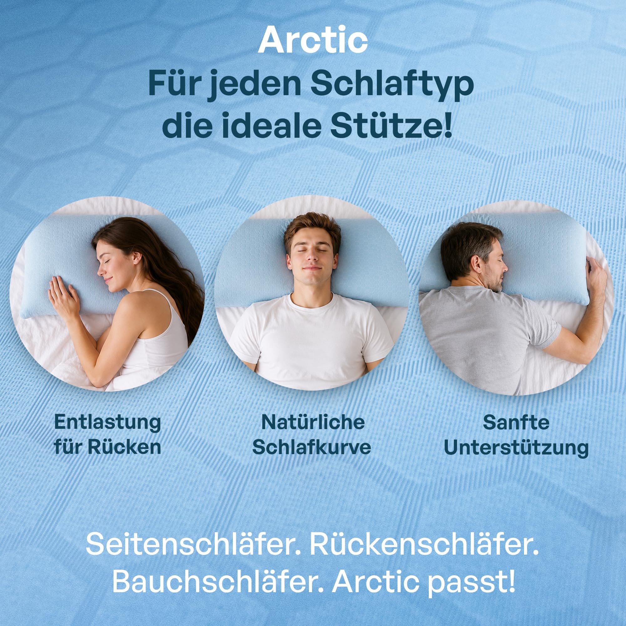 Kühlendes Nackenstützkissen 40x80 cm, Höhe 13 cm – Memory Foam Kopfkissen für Bauch- und Rückenschläfer – Atmungsaktiv, Ergonomisch, Hellblauer Bezug