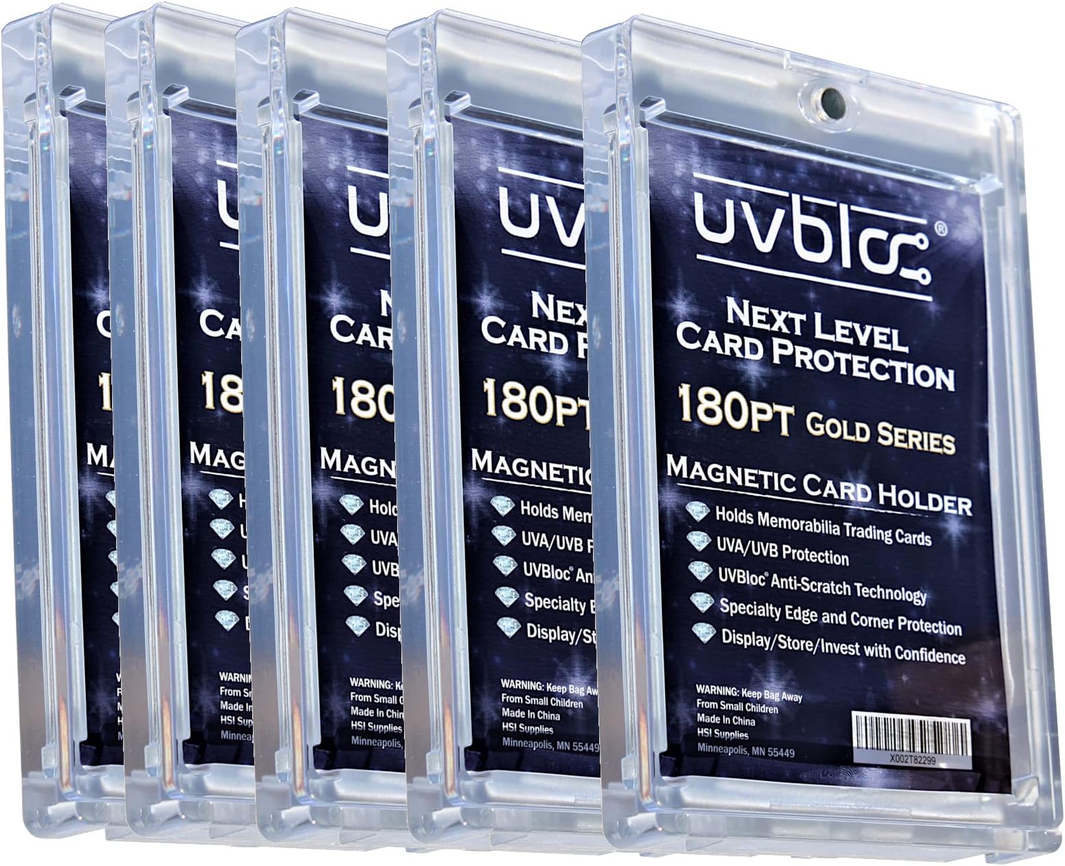 One Touch Card Holder 180pt (5 Pack) Magnetic Baseball Jersey Patch Protectors Sleeves Cases for Trading Sports Cards