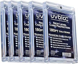 UVBLOC One Touch Card Holder 180pt (5 Pack) Magnetic Baseball Jersey Patch Protectors Sleeves Cases for Trading Sports Cards