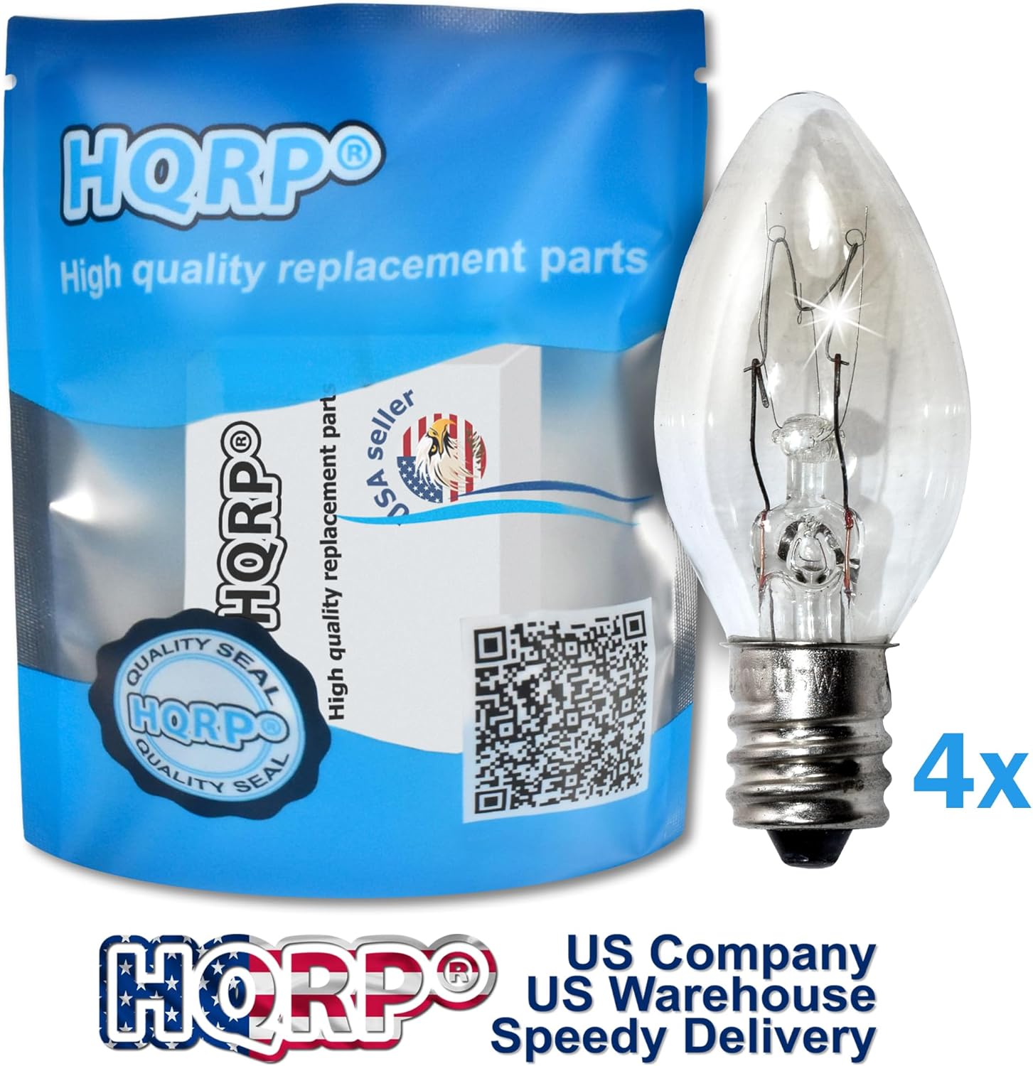 HQRP 4-Pack 15W 120V Light Bulbs Compatible with Better Homes and Gardens Wax Warmers