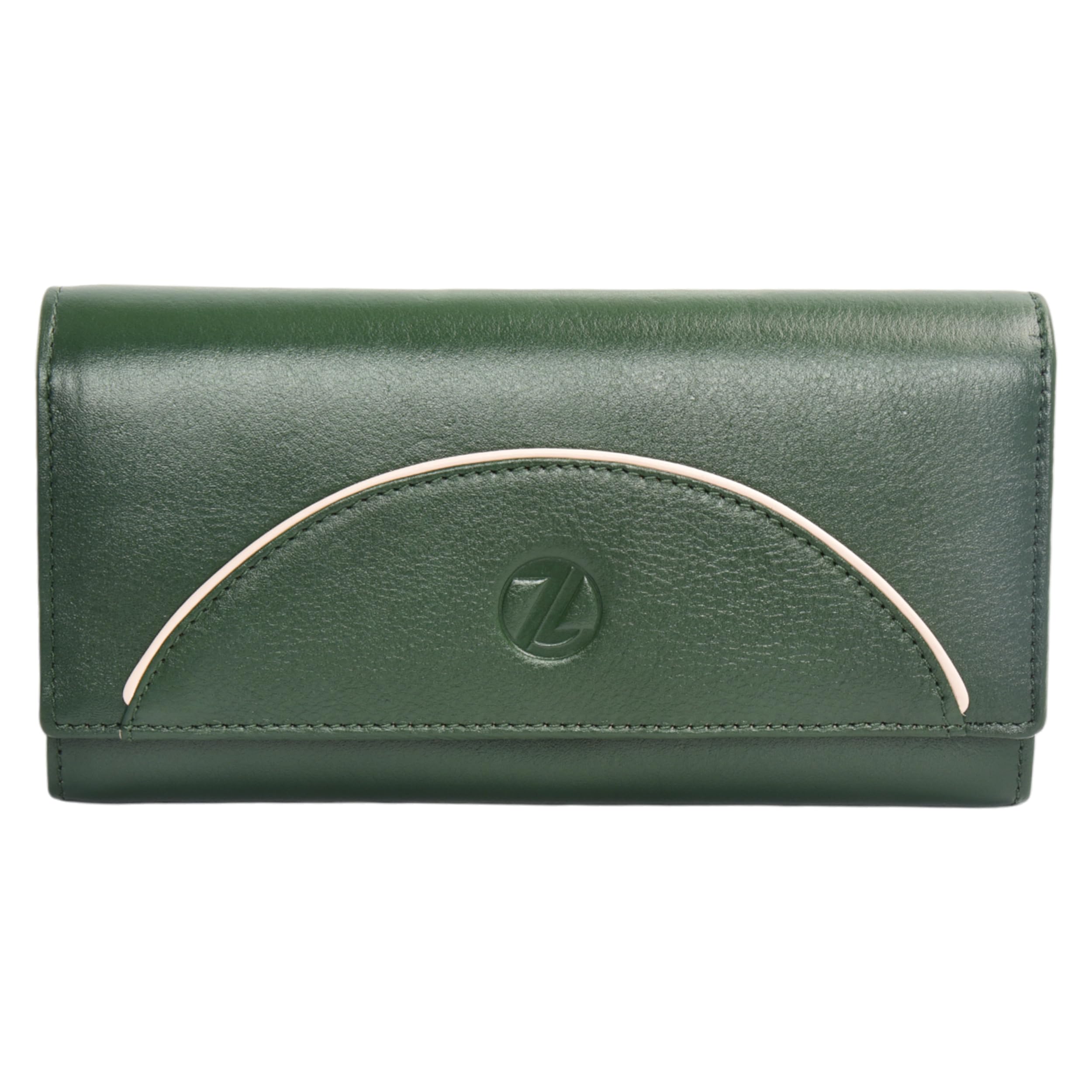 Women's Genuine Leather Clutch Wallet | Ladies Wallet- 6 Card Slots - RFID Protection - 2 ID Card Slots - Women's Wallet - Magnetic Closure - Hand Wallet | ZL015 (Green)-image-23