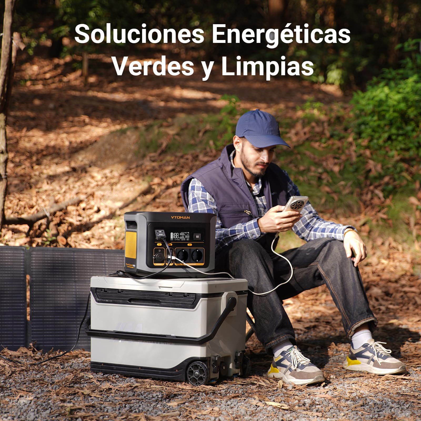 VTOMAN FlashSpeed 600 Estación de Energía Portátil con 110W Panel Solar | Generador Solar 499Wh 600W, Batería LiFePO4, 80% Carga Rápida en 1H, Capacidad Ampliable, Camping, Fiestas, Jardin